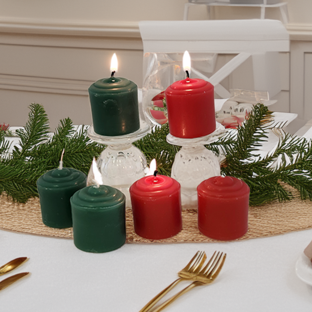 Mahganya Set of 6 Votive Glass Tealight Candle Holders - Christmas Decorations Items for Home Décor Living Room Bedroom Dining Table (Red) - Christmas and Diwali Gifts Multi Color (Clear Mahganya Set of 6 Votive Glass Tealight Candle Holders - Christmas Decorations Items for Home Décor Living Room Bedroom Dining Table (Red) - Christmas and Diwali Gifts Multi Color (Clear
